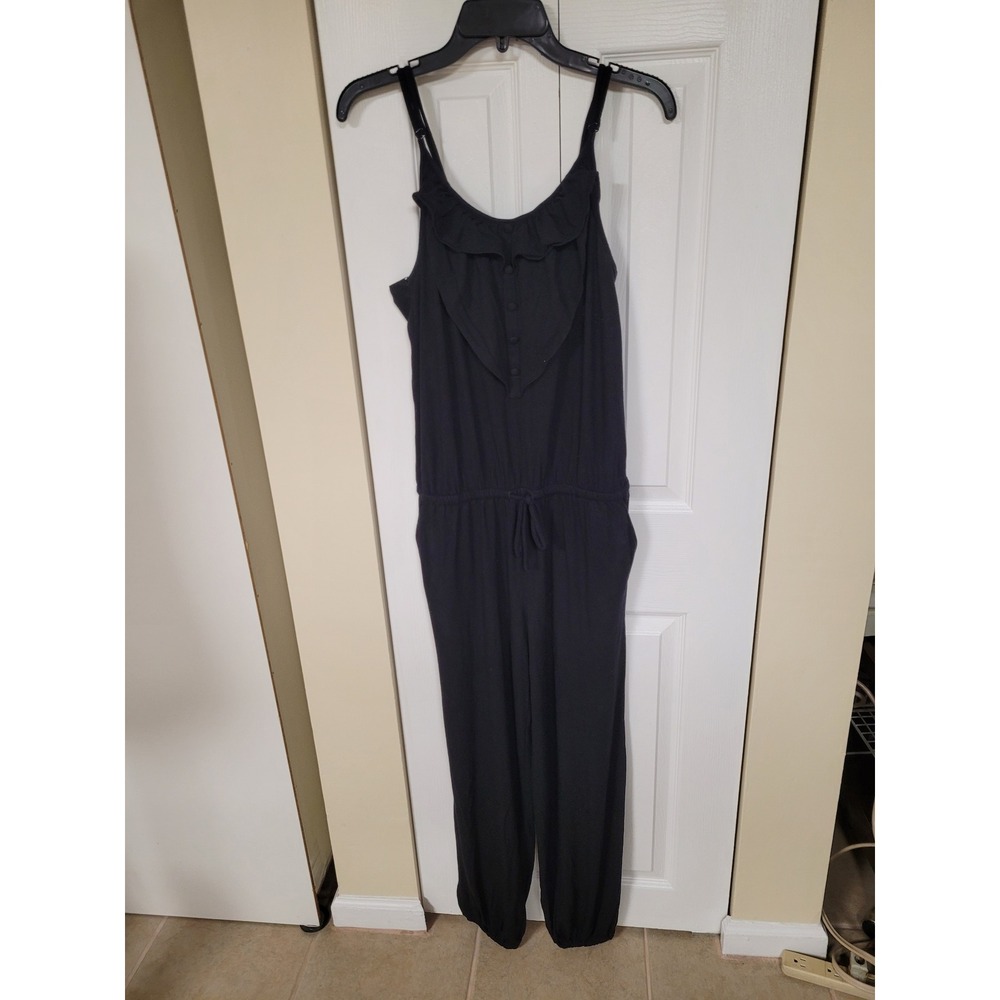 Cynthia Rowley Black Sleeveless Jogger Jumpsuit Size M Adjustable Straps Pockets